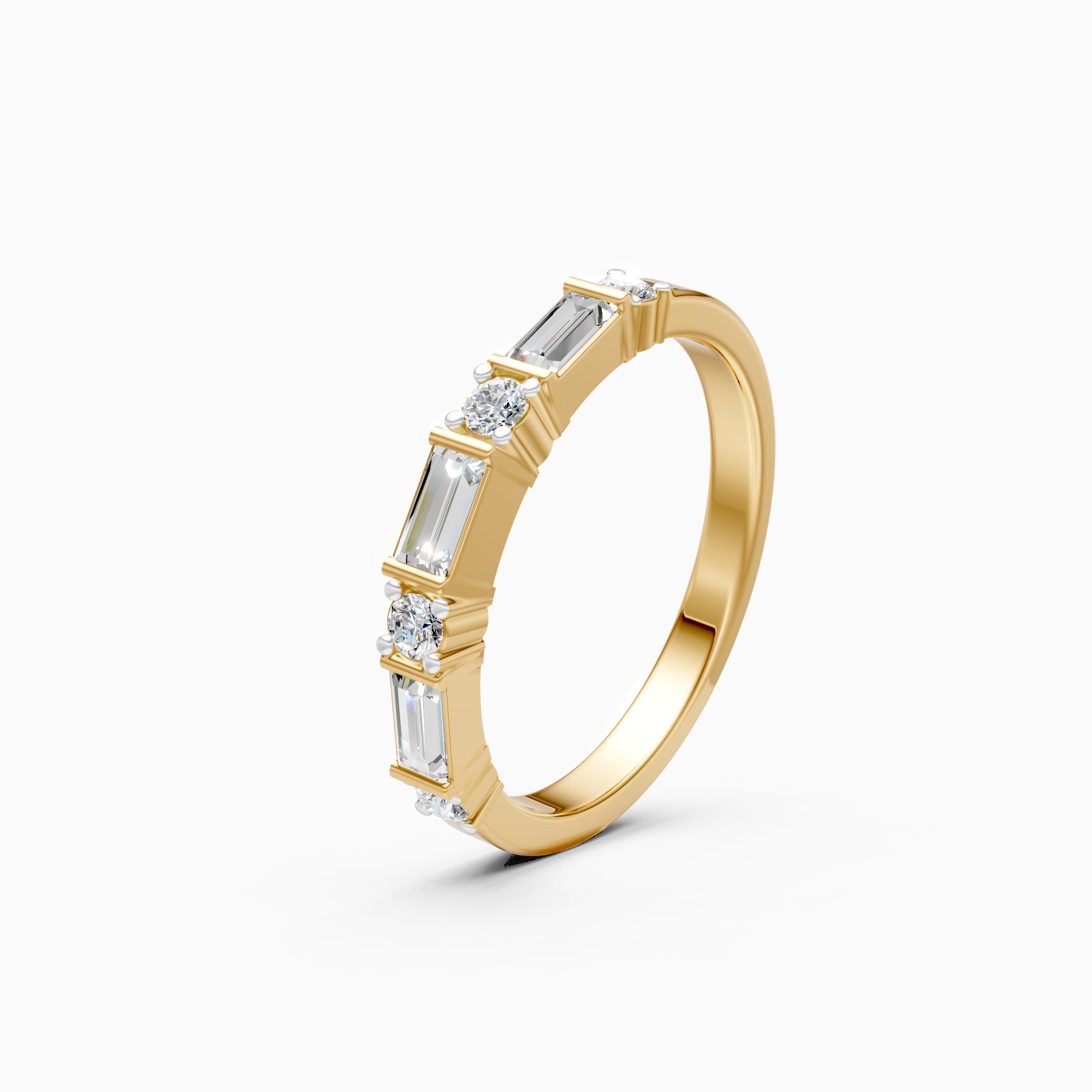 Baguette & Round Lab Grown Diamond Stacking Band